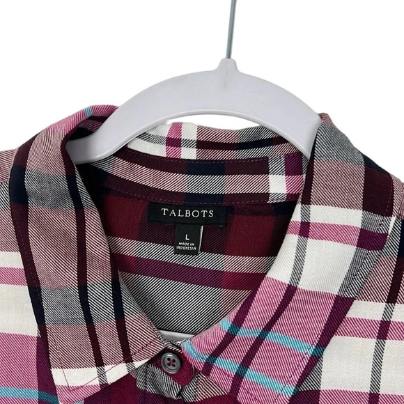 Talbots Women’s Large Plaid Button Up Long Sleeve Shirt - Picture 3 of 10